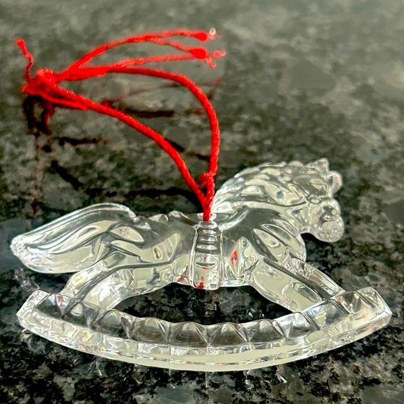 GORHAM Crystal Rocking Horse Holiday ornament Intricate Design Clear Like new - Picture 8 of 9